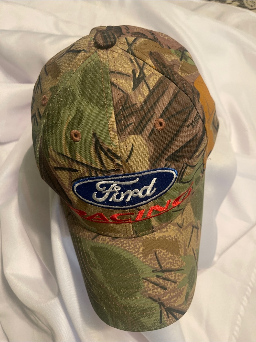 Ford Camo Cap with Blue and Red Logo